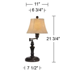 Regency Hill Traditional Desk Table Lamp Swing Arm With Hotel Style USB Charging Port 21.75" High Bronze Metal Faux Leather Bell Shade For Bedroom -Adesso Shop GUEST 01115bd3 2342 41f9 af89 37fc4f1a0ca0