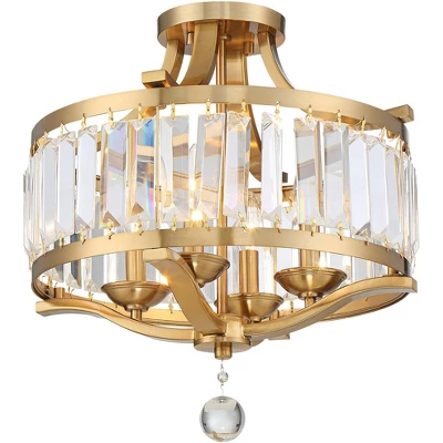 Vienna Full Spectrum Prava Modern Ceiling Light Semi Flush Mount Fixture 16 1/2" Wide Warm Brass 4-Light Crystal Drum For Bedroom Kitchen Living Room 5 Vienna Full Spectrum Prava Modern Ceiling Light Semi Flush Mount Fixture 16 1/2" Wide Warm Brass 4-Light Crystal Drum For Bedroom Kitchen Living Room - Image 5
