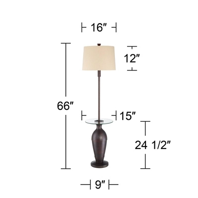Regency Hill Fallon Rustic Industrial Floor Lamp With Tray Table 66" Tall Bronze Hammered USB And Outlet Oatmeal Shade For Living Room Bedroom Office 8 Regency Hill Fallon Rustic Industrial Floor Lamp With Tray Table 66" Tall Bronze Hammered USB And Outlet Oatmeal Shade For Living Room Bedroom Office - Image 8