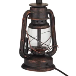Franklin Iron Works Murphy Rustic Industrial Accent Table Lamp Miner Lantern 23" High Red Bronze Oatmeal Fabric Shade For Bedroom Living Room Office -Adesso Shop GUEST 02cf6215 d41f 4069 a0b4 d657b8257433