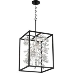 Possini Euro Design Black Silver Pendant Chandelier 15 1/4" Wide Modern Clear Crystal Flower Vine 4-Light Fixture For Dining Room House -Adesso Shop GUEST 033b4ac6 8444 424e 853a 4c98b40734b7