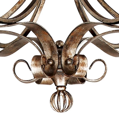 Franklin Iron Works Amber Scroll Golden Bronze Large Chandelier 31 1/2" Wide Rustic Art Glass 6-Light Fixture For Dining Room House Kitchen Island 3 Franklin Iron Works Amber Scroll Golden Bronze Large Chandelier 31 1/2" Wide Rustic Art Glass 6-Light Fixture For Dining Room House Kitchen Island - Image 3