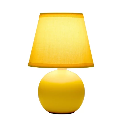 8.66" Petite Ceramic Orb Base Bedside Table Desk Lamp With Matching Tapered Drum Fabric Shade Yellow - Creekwood Home 3 8.66" Petite Ceramic Orb Base Bedside Table Desk Lamp With Matching Tapered Drum Fabric Shade Yellow - Creekwood Home - Image 3