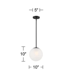 360 Lighting Ciana Black Mini Pendant 10" Wide Modern Orb Frosted Globe Glass Shade For Dining Room House Foyer Kitchen Island Entryway Bedroom Home -Adesso Shop GUEST 045c6771 2c42 4c9d b9cd 2442abc72f6d