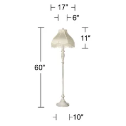 360 Lighting Vintage Shabby Chic Floor Lamp 60" Tall Antique White Cream Scallop Fabric Dome Shade Fringe For Living Room Reading Bedroom -Adesso Shop GUEST 04b0cf26 7730 44fa b83c 3df033ee1bc2