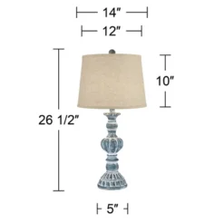 Regency Hill Tanya Country Cottage Table Lamps 26 1/2" High Set Of 2 Blue Wash Burlap Linen Drum Shade For Bedroom Living Room Bedside Nightstand Home -Adesso Shop GUEST 058f378b 6151 4502 aa1c 6cbd51a871e3