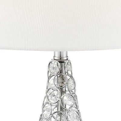 360 Lighting Sergio Modern Accent Table Lamps 23 1/2" High Set Of 2 Acrylic Chrome USB Charging Port White Drum For Bedroom Living Room Bedside Desk 3 360 Lighting Sergio Modern Accent Table Lamps 23 1/2" High Set Of 2 Acrylic Chrome USB Charging Port White Drum For Bedroom Living Room Bedside Desk - Image 3