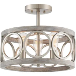 Franklin Iron Works Salima Rustic Farmhouse Ceiling Light Semi Flush Mount 16" Wide Brushed Nickel Gray Wood 3-Light LED For Bedroom Living Room House 11 Franklin Iron Works Salima Rustic Farmhouse Ceiling Light Semi Flush Mount 16" Wide Brushed Nickel Gray Wood 3-Light LED For Bedroom Living Room House -Adesso Shop GUEST 05f708a0 001b 4c6d 9c3d e27df320280c