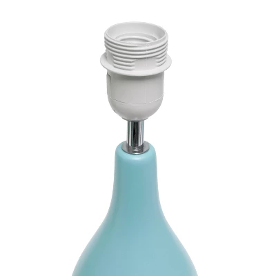 18.11" Traditional Standard Ceramic Dewdrop Table Desk Lamp With Matching Fabric Shade Blue - Creekwood Home 2 18.11" Traditional Standard Ceramic Dewdrop Table Desk Lamp With Matching Fabric Shade Blue - Creekwood Home - Image 2