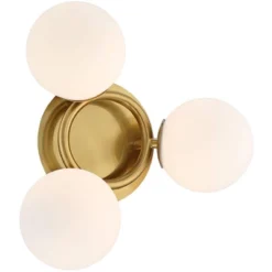 Possini Euro Design Modern Ceiling Light Flush Mount Fixture Brass 18" Wide 3-Light Frosted White Glass Globes Bedroom Living Room -Adesso Shop GUEST 06411361 fd0b 4cb1 bb74 953912030950
