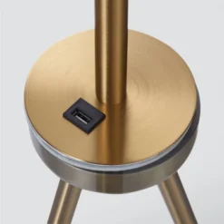 62.5" Axxin Contemporary Tripod Floor Lamp With Glass Table And Built-In USB Gold/White - Teamson Home -Adesso Shop GUEST 08be2fe0 3d6a 453b ade0 239842681b41