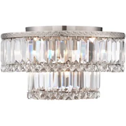 Vienna Full Spectrum Magnificence Modern Ceiling Light Flush Mount Fixture 16" Wide Brushed Satin Nickel Faceted Crystal Glass For Bedroom Living Room -Adesso Shop GUEST 09d737e6 7197 4823 ae7b aaf9a8088467