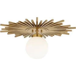 Possini Euro Design Hazel Modern Ceiling Light Semi Flush Mount Fixture 24" Wide Warm Brass White Globe Shade For Bedroom Kitchen Living Room Hallway -Adesso Shop GUEST 09f457ea 2d85 4a3f a988 56d08537b4d9