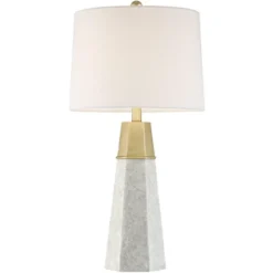 360 Lighting Julie Modern Table Lamps 27 1/2" Tall Set Of 2 Faux Marble Gold Tapered Column Fabric Drum Shade For Bedroom Living Room Bedside Office -Adesso Shop GUEST 0aebe3bc 5223 4def b725 6216e306e528