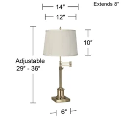 360 Lighting Swing Arm Desk Table Lamp 36" Tall Antique Brass Beige Fabric Drum Shade For Living Room Bedroom Bedside Office Family -Adesso Shop GUEST 0afbf3a3 ca5b 4bb1 b6ad 5e9ed8ad10a5