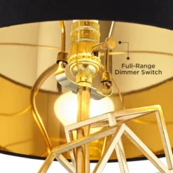 Possini Euro Design Modern Table Lamp 30" Tall Gold Metal Geometric Cube Black Drum Shade For Bedroom Living Room Bedside Nightstand Office Kids House -Adesso Shop GUEST 0b7654cc b5c5 46d0 b50c 9239fc2426cd