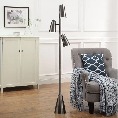 Logan Adjustable Directional Tree Floor Lamp With Nickel Shade Black - StyleCraft 4 Logan Adjustable Directional Tree Floor Lamp With Nickel Shade Black - StyleCraft - Image 4