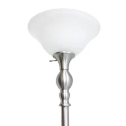 1 Light Torchiere Floor Lamp With Marbleized Glass Shade Brushed Nickel - Elegant Designs -Adesso Shop GUEST 0bcca0dd 8253 4220 a194 00658bfa1218