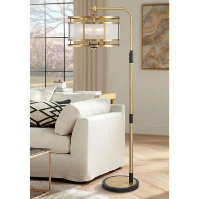 Possini Euro Design Modern Arc Floor Lamp 66" Tall Warm Gold Matte Black 4-Light Frosted Rain Pattern Glass For Living Room House 1 Possini Euro Design Modern Arc Floor Lamp 66" Tall Warm Gold Matte Black 4-Light Frosted Rain Pattern Glass For Living Room House