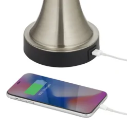 360 Lighting Seymore Modern Table Lamps 26" High Set Of 2 Silver With USB Charging Port LED Touch On Off White Drum Shade For Bedroom Living Room Desk -Adesso Shop GUEST 0c689184 7af5 4535 9003 8a3d1be4603c