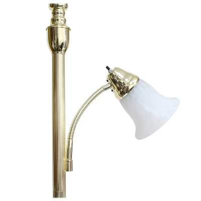 Torchiere Floor Lamp With Reading Light And Marble Glass Shades Gold - Lalia Home 4 Torchiere Floor Lamp With Reading Light And Marble Glass Shades Gold - Lalia Home - Image 4