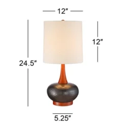 360 Lighting Andi Modern Mid Century Table Lamps 24 1/2" High Set Of 2 Hammered Brown Ceramic Red Oak Off White Shade For Bedroom Living Room Desk 9 360 Lighting Andi Modern Mid Century Table Lamps 24 1/2" High Set Of 2 Hammered Brown Ceramic Red Oak Off White Shade For Bedroom Living Room Desk -Adesso Shop GUEST 0e090999 2666 47f8 ae2a 475cc0529a0c