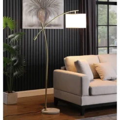 65" Oscar Pendulum Style On Marble Base Metal Floor Lamp White - Ore International -Adesso Shop GUEST 0e141acf 04c6 4892 8a1a 492aa88ed724