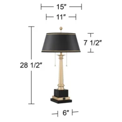 Barnes And Ivy Georgetown Traditional Desk Lamp 28 1/2" Tall Warm Brass With USB Charging Port Black Shade For Bedroom Living Room Bedside Office Kids -Adesso Shop GUEST 0e8d1681 eef5 49e0 b2c1 3acf0e649772