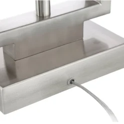 Possini Euro Design Modern Table Lamp With USB Outlet Reading Light LED 29.25" Tall Brushed Nickel Rectangular Off White Shade Bedroom Office -Adesso Shop GUEST 0ee048e2 860f 486d 90da 3e466d98667b