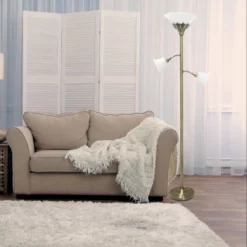 3 Light Floor Lamp With Scalloped Glass Shade Antique Brass - Elegant Designs -Adesso Shop GUEST 0f0d3793 0e5d 4a67 8c29 3b6d89c0741d