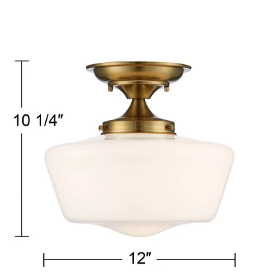 Regency Hill Rustic Farmhouse Ceiling Light Semi Flush Mount Fixture 12" Wide Soft Gold Opal White Glass For Bedroom Kitchen Living Room Hallway House 6 Regency Hill Rustic Farmhouse Ceiling Light Semi Flush Mount Fixture 12" Wide Soft Gold Opal White Glass For Bedroom Kitchen Living Room Hallway House - Image 6