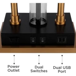 Possini Euro Design Griffin Modern Gooseneck Desk Lamp 31" Tall Gold With USB Charging Port Black Metal Rectangular Shade For Bedroom Living Room Kids -Adesso Shop GUEST 0ffcf231 80f2 4393 b295 a80284adc60c