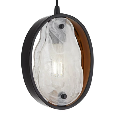 Uttermost Modern Industrial Floor Lamp 73 1/2" Tall Matte Black 3-Light Marbleized Glass Drop Shade For Living Room Reading Family Bedroom Office Home 2 Uttermost Modern Industrial Floor Lamp 73 1/2" Tall Matte Black 3-Light Marbleized Glass Drop Shade For Living Room Reading Family Bedroom Office Home - Image 2