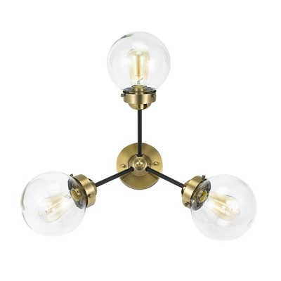 24.5" Mid-Century Glass Globe Flushmount Fixture Ceiling Light (Includes LED Light Bulb) Black/Brass - Cresswell Lighting 5 24.5" Mid-Century Glass Globe Flushmount Fixture Ceiling Light (Includes LED Light Bulb) Black/Brass - Cresswell Lighting - Image 5