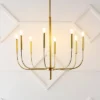 27.25" 8-Light Amoros Modern Mid-Century Iron LED Chandelier Gold Painting - JONATHAN Y