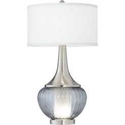 360 Lighting Courtney Modern Table Lamps 28 1/2" Tall Set Of 2 Fluted Smoked Glass With Nightlight White Linen Drum Shade For Living Room Nightstand -Adesso Shop GUEST 11c6433f 20be 48d0 850a 8a769dbfa2c0