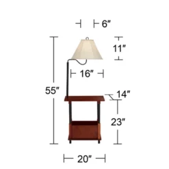 Regency Hill Marville Mission Rustic Farmhouse Floor Lamp With End Table 55" Tall Wood Open Crate Swing Arm Off White Empire Shade For Living Room -Adesso Shop GUEST 121d5462 02b3 439d 87ca b70127404dfd