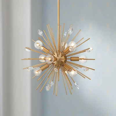 Possini Euro Design Janae Warm Gold Sputnik Chandelier 18" Wide Modern Crystal 9-Light Fixture For Dining Room House Foyer Kitchen Island Entryway 1 Possini Euro Design Janae Warm Gold Sputnik Chandelier 18" Wide Modern Crystal 9-Light Fixture For Dining Room House Foyer Kitchen Island Entryway