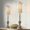 Regency Hill Traditional Buffet Table Lamps 28" Tall Set Of 2 Natural Candlestick Cream Bell Shade For Dining Room