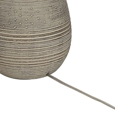360 Lighting Julio Modern Table Lamp 30" Tall Natural Gray Ceramic Oatmeal Drum Shade For Bedroom Living Room Bedside Nightstand Office Kids House 6 360 Lighting Julio Modern Table Lamp 30" Tall Natural Gray Ceramic Oatmeal Drum Shade For Bedroom Living Room Bedside Nightstand Office Kids House - Image 6