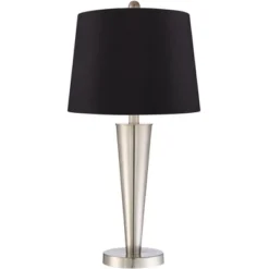 360 Lighting Geoff Modern Table Lamps 26" High Set Of 2 Brushed Nickel With USB Charging Port Black Faux Silk Drum Shade For Bedroom Living Room Desk -Adesso Shop GUEST 139cd569 95ab 4c95 bbeb 95220bfde9f1