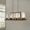 42" X 14" X 35" Baneli Kitchen Island Chandelier With Clear Glass Shade Black - Warehouse Of Tiffany