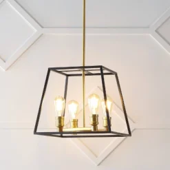 15" 4-Light Lloyd Farmhouse Industrial Iron LED Pendant Black/Brass Gold - JONATHAN Y -Adesso Shop GUEST 1434c28d 66d3 4231 871b 9e8ff6312d1a