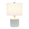 19" Contemporary Bohemian Ceramic Eyelet Pattern Floral Textured Bedside Table Lamp With Fabric Shade Off-White - Lalia Home