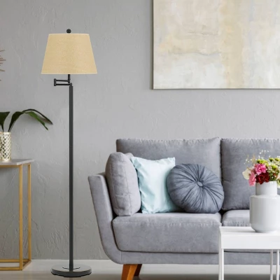 60" 3-way Andros Metal Swing Arm Floor Lamp In Dark Bronze - Cal Lighting 2 60" 3-way Andros Metal Swing Arm Floor Lamp In Dark Bronze - Cal Lighting - Image 2