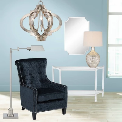 360 Lighting Waylon Modern Table Lamp 28" Tall Textured Mercury Glass Off White Tapered Drum Shade For Bedroom Living Room Bedside Nightstand Office 6 360 Lighting Waylon Modern Table Lamp 28" Tall Textured Mercury Glass Off White Tapered Drum Shade For Bedroom Living Room Bedside Nightstand Office - Image 6