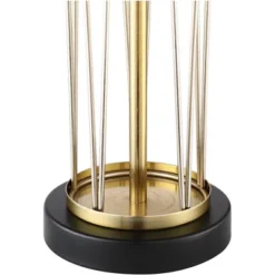 360 Lighting Nathan Modern Table Lamps 25 1/2" High Set Of 2 Gold Metal With USB Charging Ports Black Drum Shade For Bedroom Living Room Home Desk -Adesso Shop GUEST 14c089bb 534a 486d 9763 cb4633e112ac