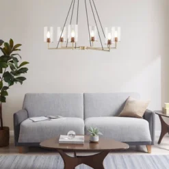 Trenton Cylinder Shade Chandelier Antique Brass - Ink+Ivy