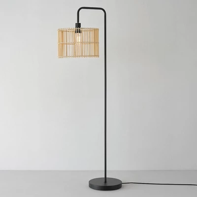 58" Barden Matte Black Floor Lamp With Bamboo Shade - Globe Electric 4 58" Barden Matte Black Floor Lamp With Bamboo Shade - Globe Electric - Image 4