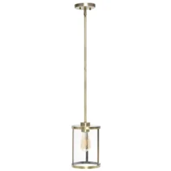 1-Light 9.25" Modern Farmhouse Adjustable Hanging Cylindrical Clear Glass Pendant Fixture With Metal Accent - Lalia Home -Adesso Shop GUEST 151f78e3 cea5 4f74 b7e8 90b015e2e427